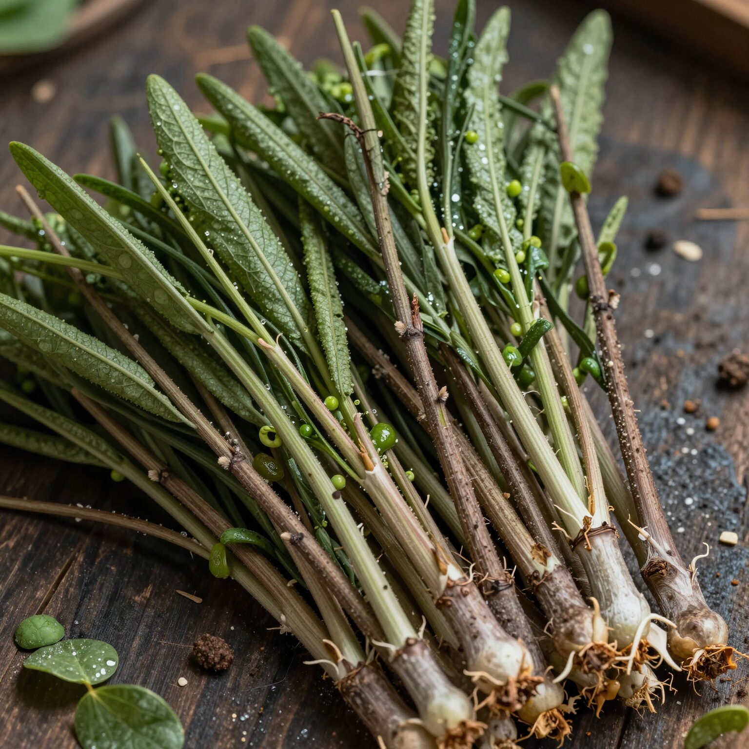 신선한 돌나물과 다양한 건강 효능을 설명하는 이미지