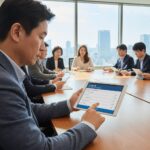 주주가 태블릿으로 전자투표 시스템 K-VOTE에 참여하는 모습