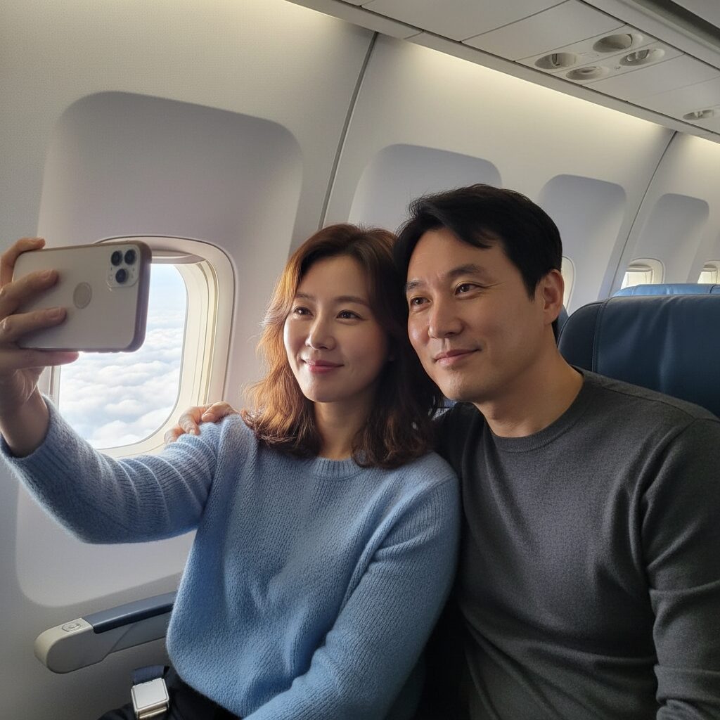 심은하 지상욱 부부 비행기 셀카 근황 사진