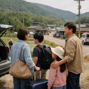 심우면 연리리 드라마에서 성태훈 가족이 연리리 마을에 도착하는 장면