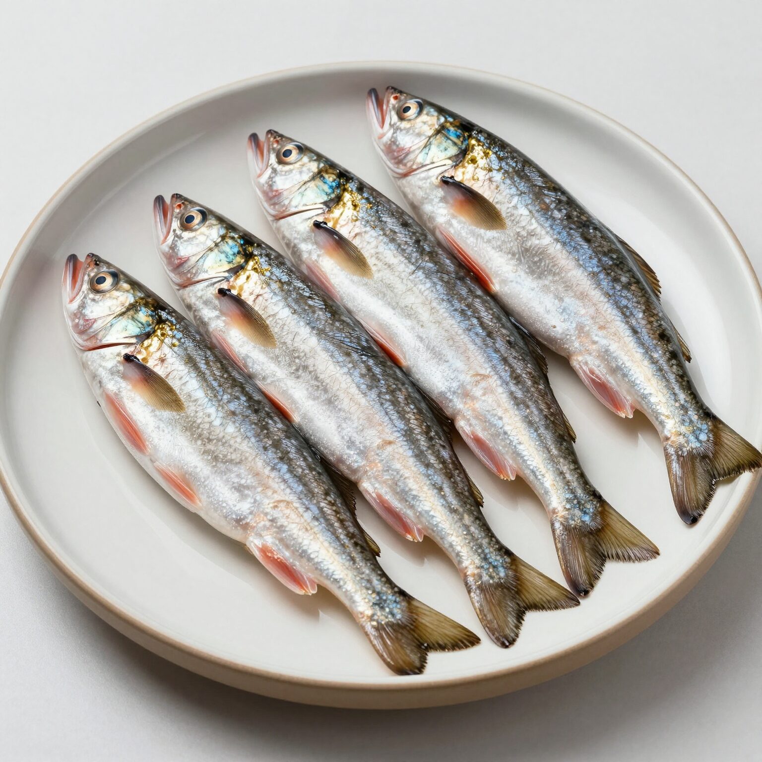 봄 제철 생선회 도다리 보리숭어 실치가 담긴 접시