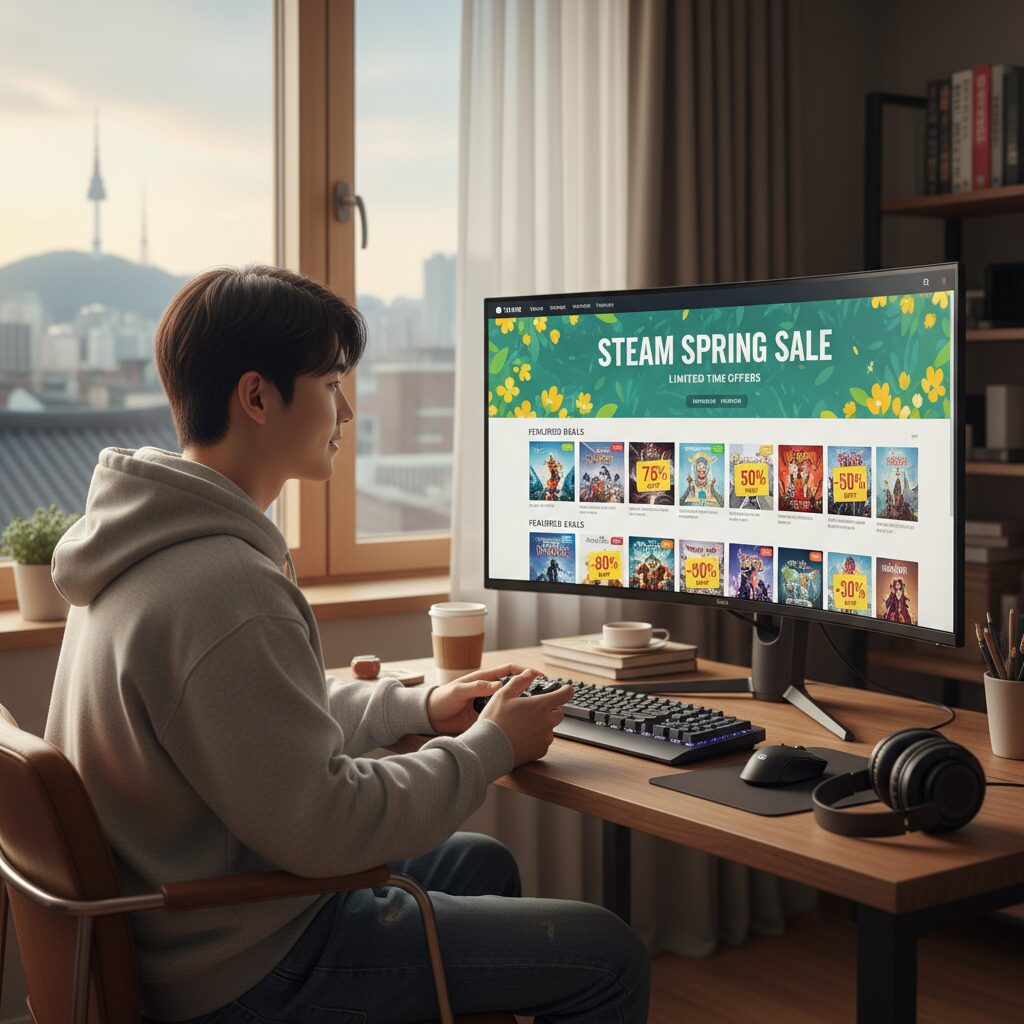 스팀 봄 세일 메인 페이지 화면 예시