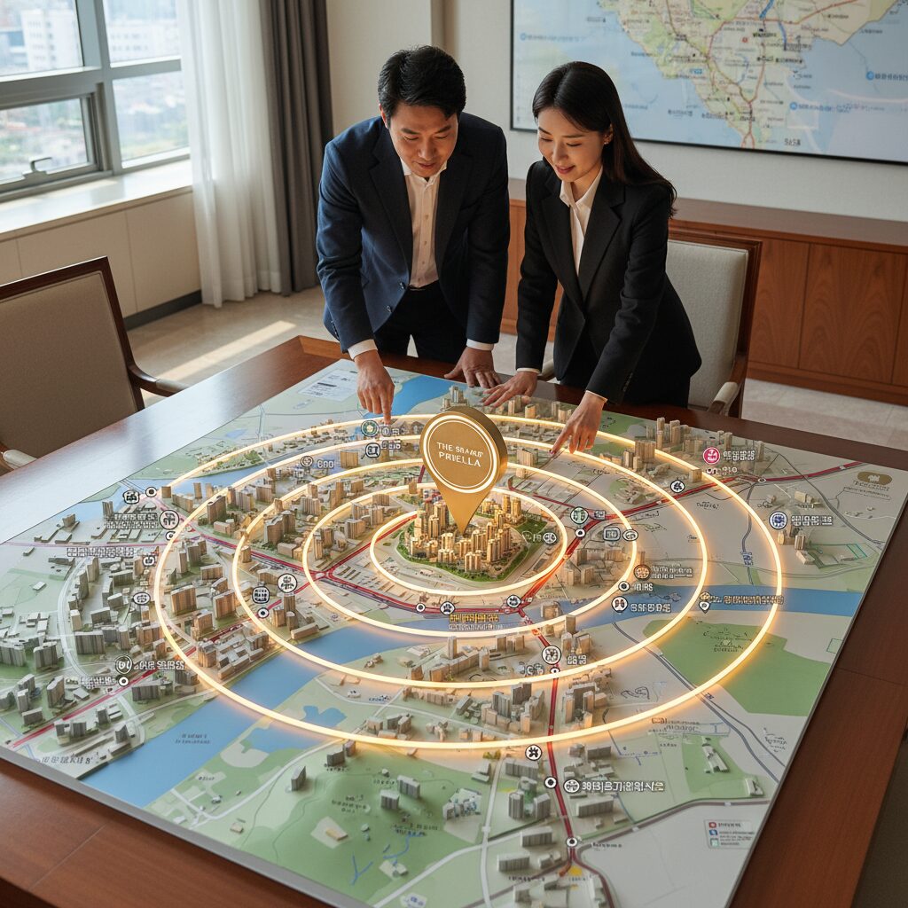 지도에서 본 더샵 프리엘라 위치와 주요 역세권