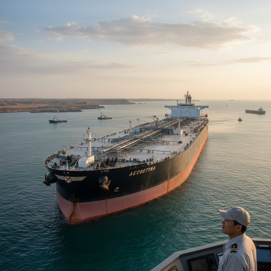 호르무즈 해협 근처에서 대기하는 초대형 원유운반선 VLCC