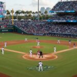 2026 WBC 8강전 한국과 도미니카 선수들이 마이애미 경기장에서 배치된 모습