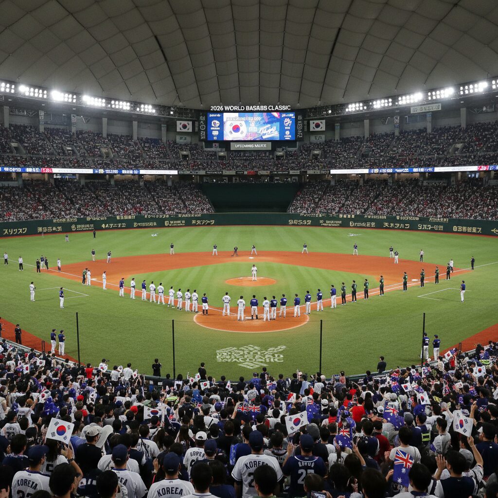 2026 월드베이스볼클래식 한국 호주전을 앞둔 도쿄돔 야구장 전경