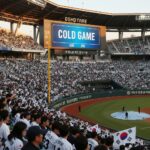 WBC 경기 전광판에 콜드게임 문구가 표시된 모습