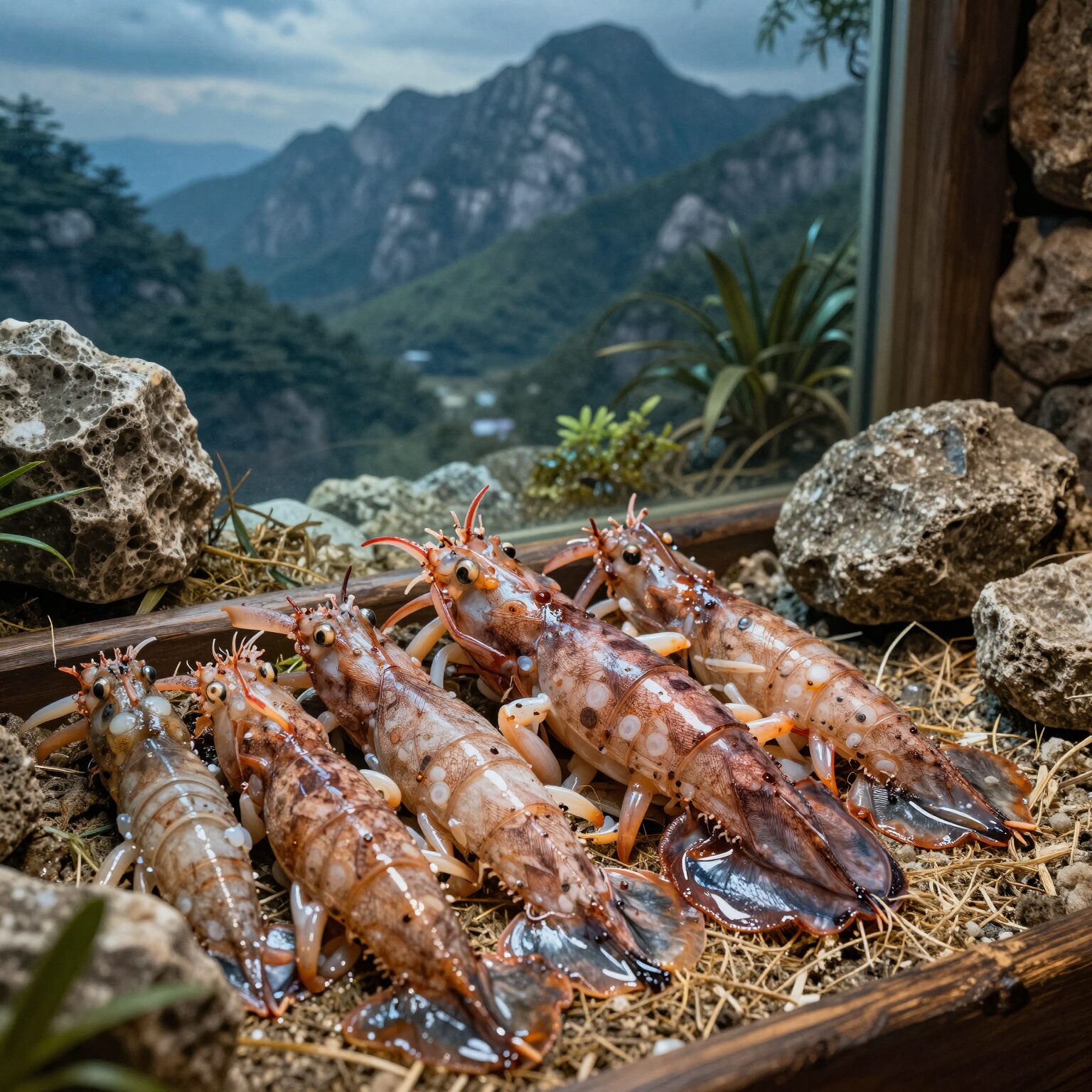 비슬산 조가네갑오징어 매장 내부와 탁 트인 마운틴 뷰