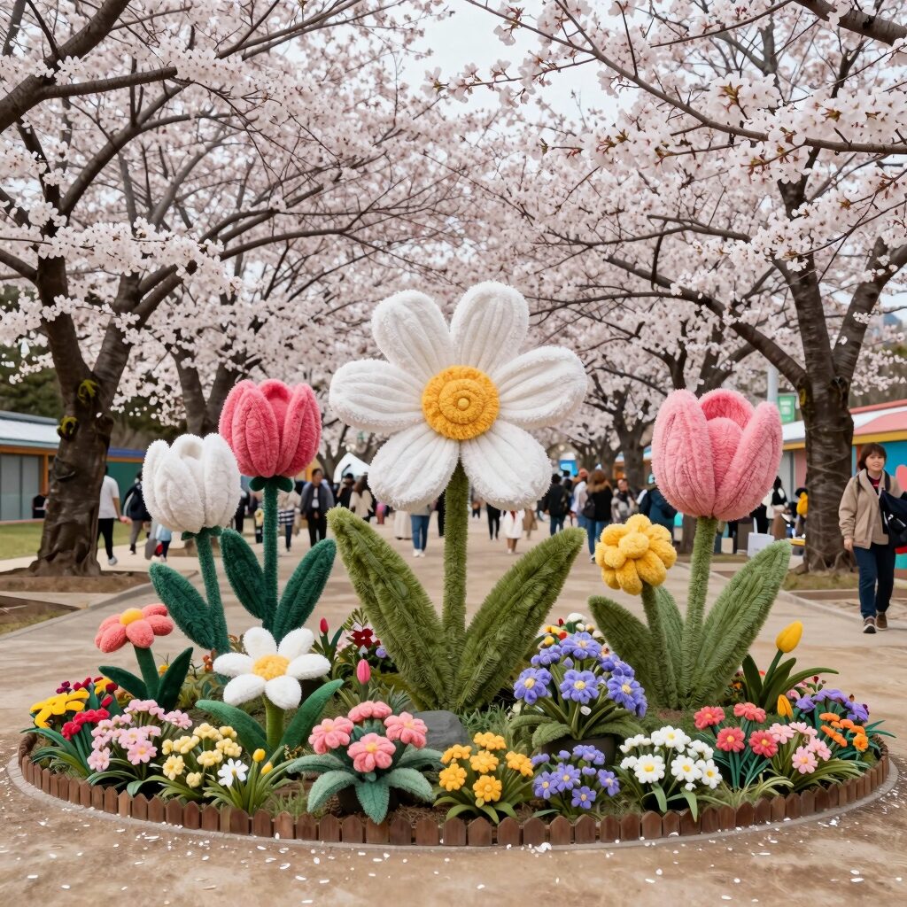 부산시민공원 봄꽃전시회 전경과 다양한 꽃 조형물