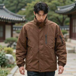 콜롬비아 바람막이 차콜색 후리스 탈부착 가능 모델 입어보기