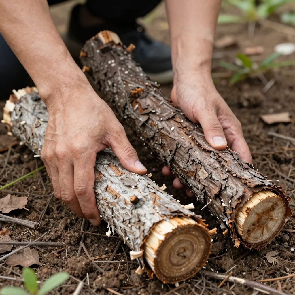 손질된 두릅 밑동 나무껍질 제거 후 깨끗한 상태