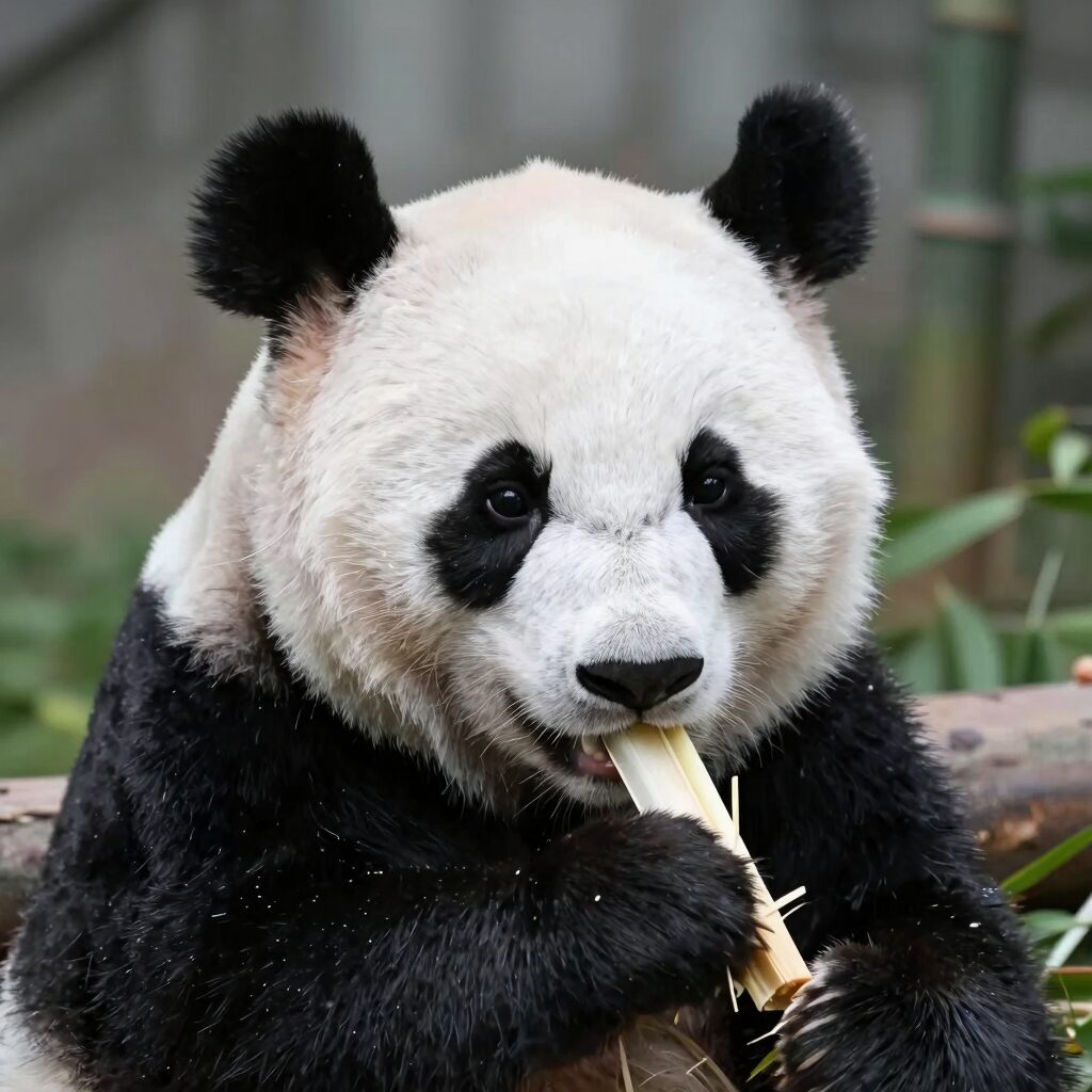 에버랜드 판다월드에서 대나무를 먹고 있는 판다