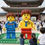 광화문광장에서 열리는 2026 어린이날 레고 축제 전경. 대형 레고 미니피겨와 브릭 모자이크가 설치된 모습