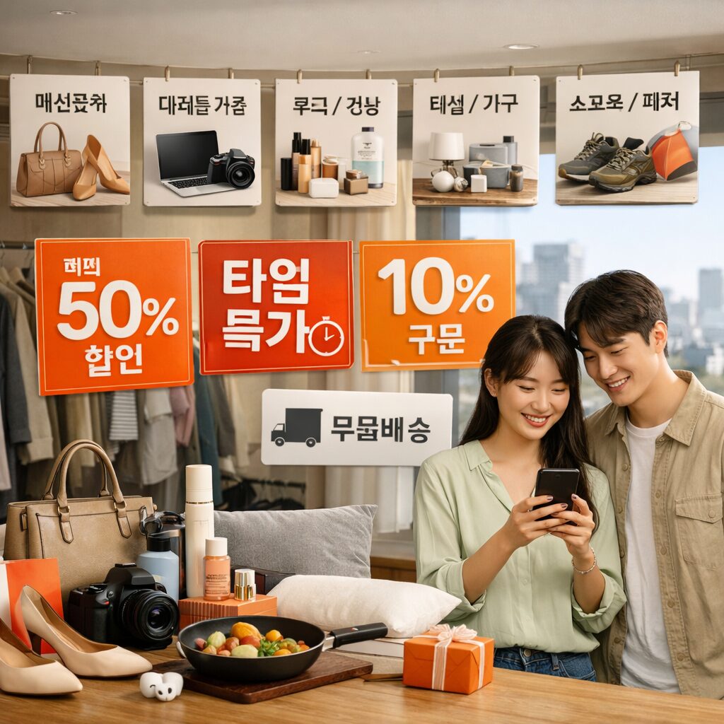 한화몰에서 제공하는 다양한 상품 카테고리와 할인 혜택을 보여주는 이미지