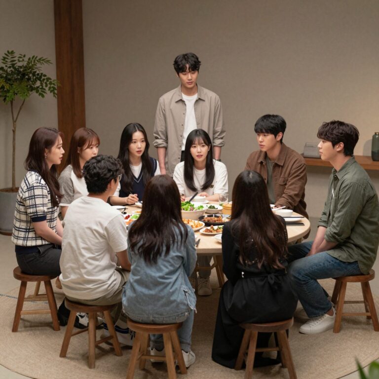 하트시그널5 첫 만남에서 강유경을 중심으로 모인 출연자들 모습