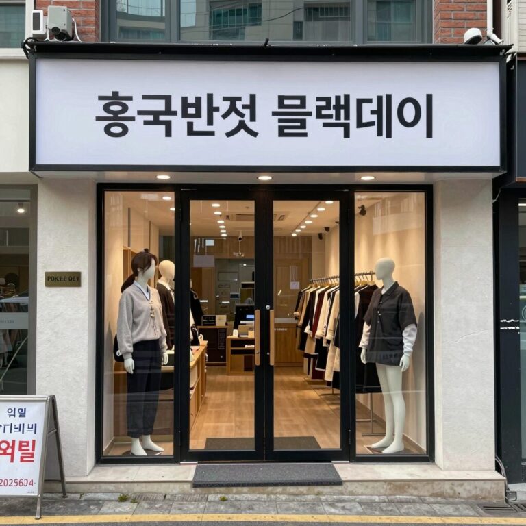 홍콩반점 블랙데이 행사 포스터가 붙어 있는 매장 입구 모습