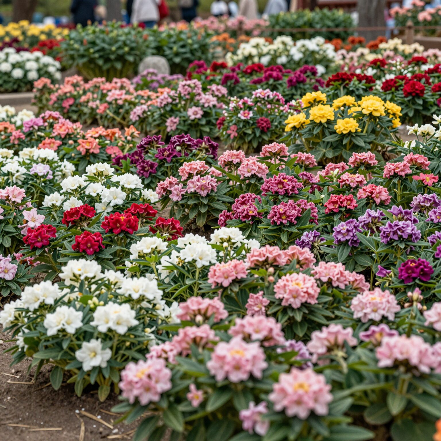 휴애리 자연생활공원의 수국 정원 전경과 다양한 색상의 수국이 만개한 모습