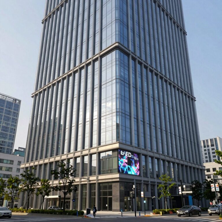 LEED 플래티넘 인증을 받은 현대적 고층 건물 외관