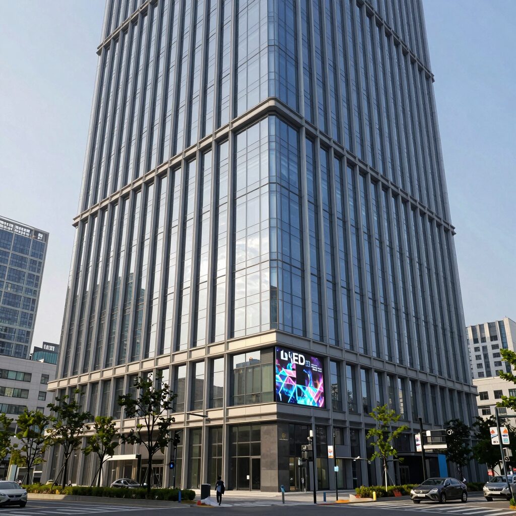 LEED 플래티넘 인증을 받은 현대적 고층 건물 외관