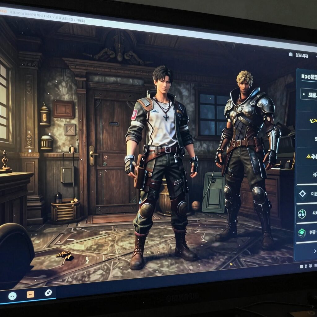 로스트아크 모바일 게임 내 마이룸과 AI 캐릭터 헤리리크 화면