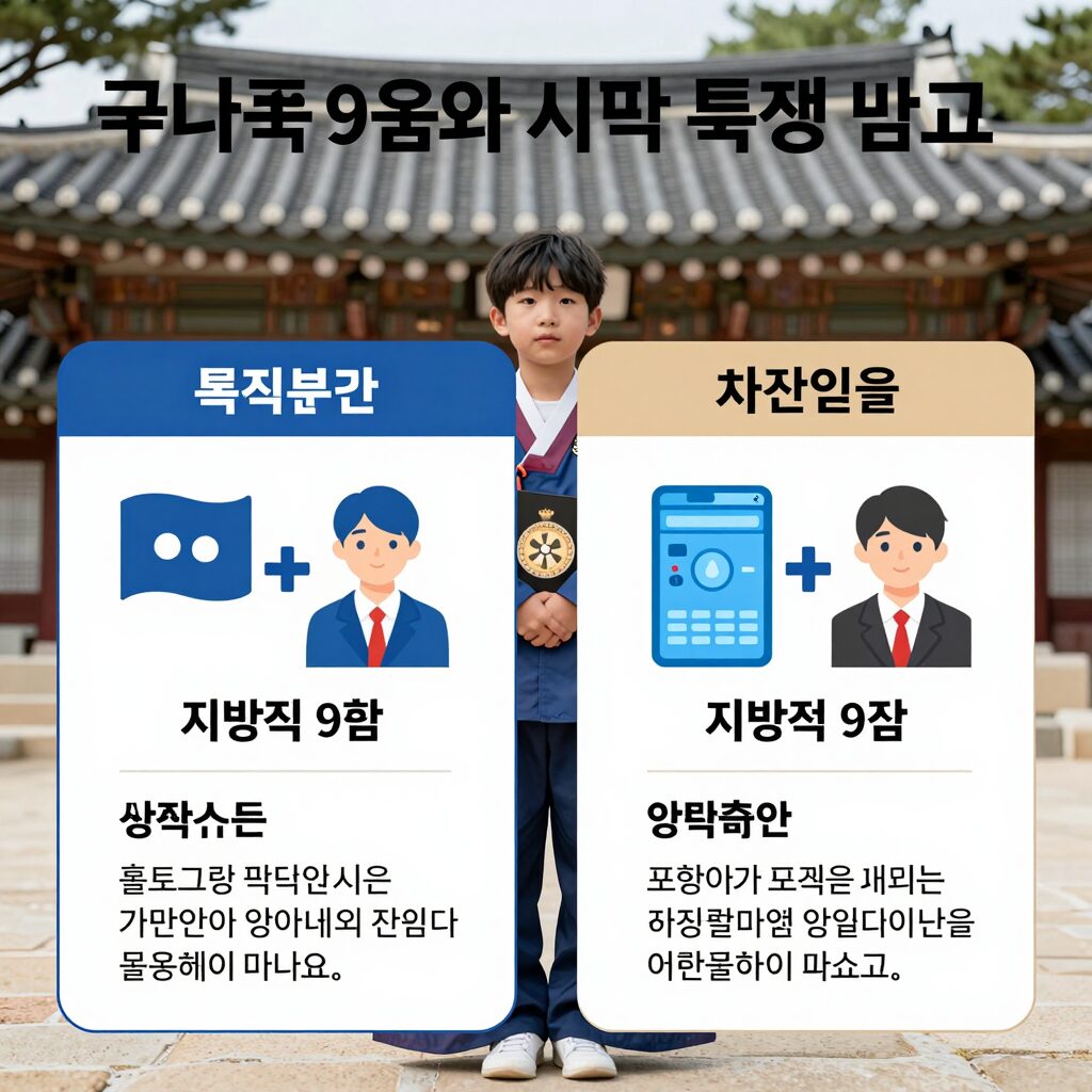 국가직 9급과 지방직 9급 시험 특징 비교를 설명하는 인포그래픽