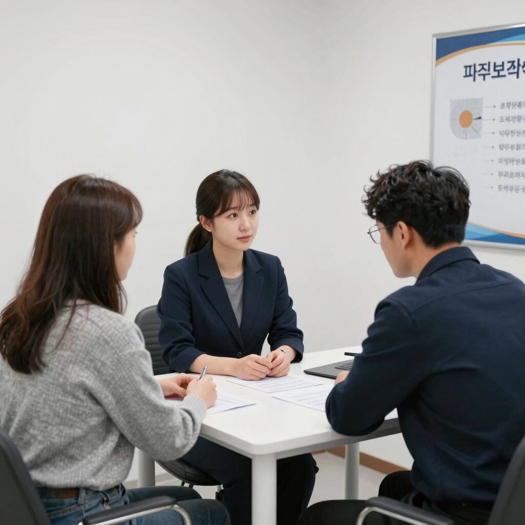 파주보청기 포낙센터 내부에서 상담받는 모습