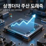 삼성전자 주가 상승 그래프와 AI 반도체 칩 아이콘