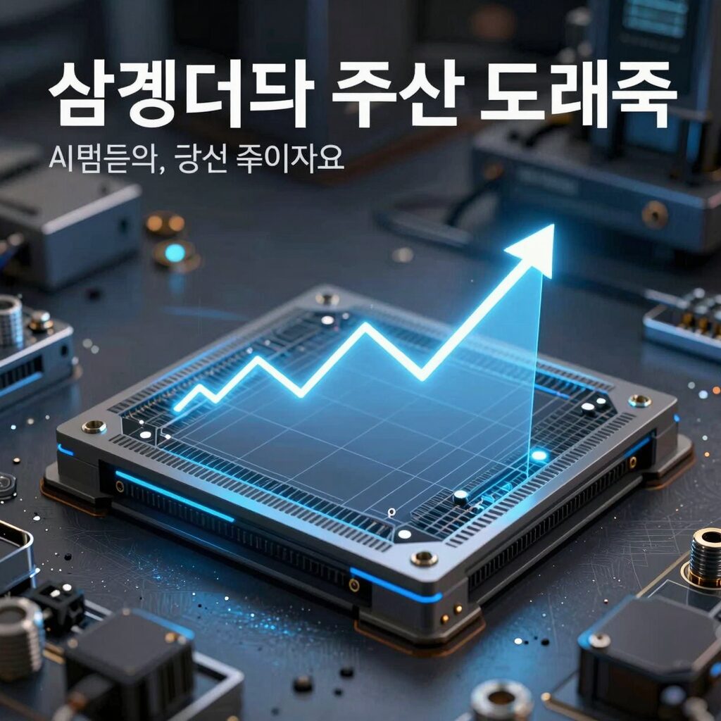 삼성전자 주가 상승 그래프와 AI 반도체 칩 아이콘
