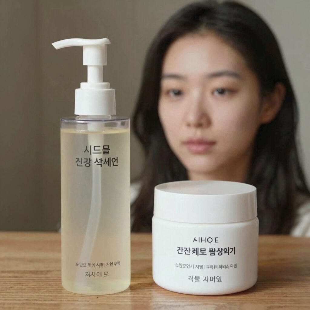 시드물 과즙세연 토너와 세럼 크림을 사용한 스킨케어 루틴 사진