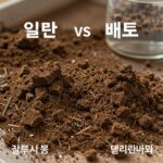 일반 배양토와 프리미엄 배양토의 입자와 구성 비교 사진