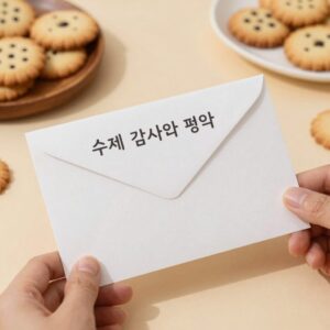 수제 쿠키와 감사 편지가 담긴 학생 어버이날 선물 구성을 보여주는 이미지