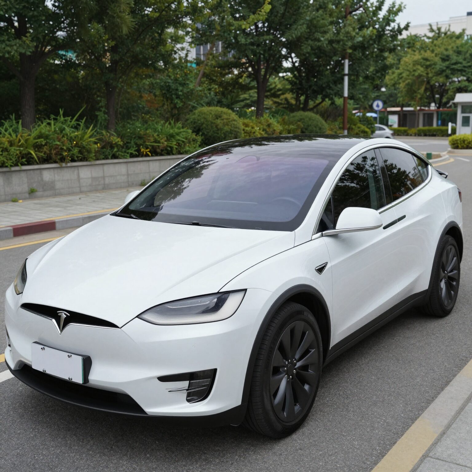 테슬라 모델X 전체 PPF 시공 후 광택 있는 표면