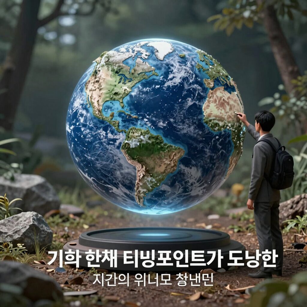 기후 변화 티핑포인트가 도달한 지구의 위기를 나타내는 이미지