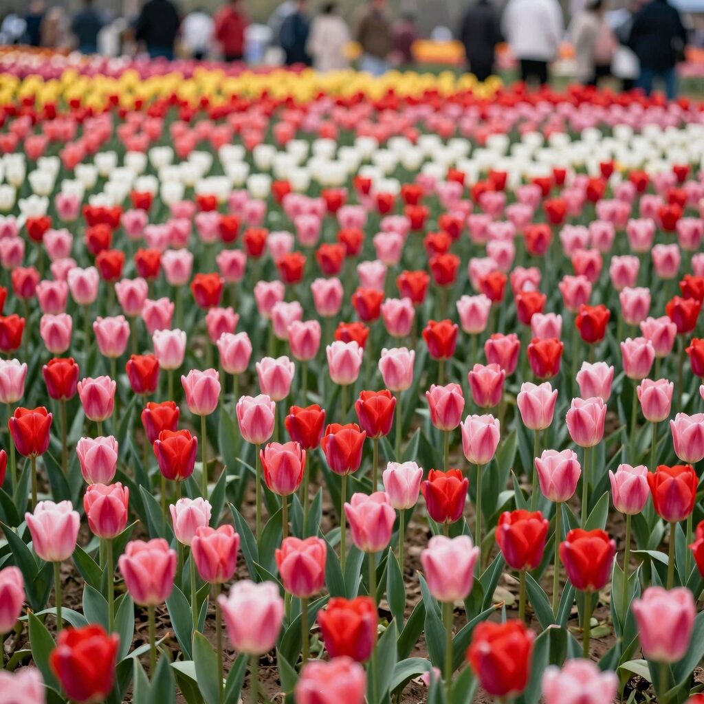 태안 튤립축제 전경과 튤립 꽃밭 풍경