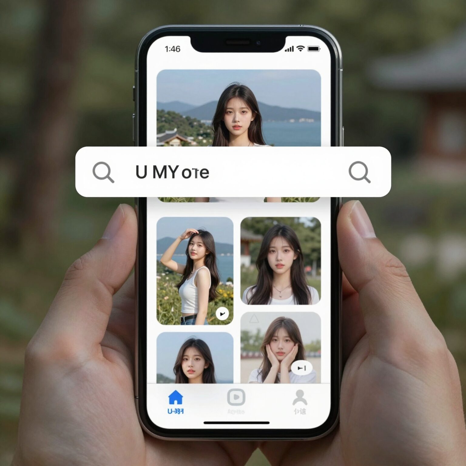 U+one 앱의 MY 탭과 AI 검색 기능 화면