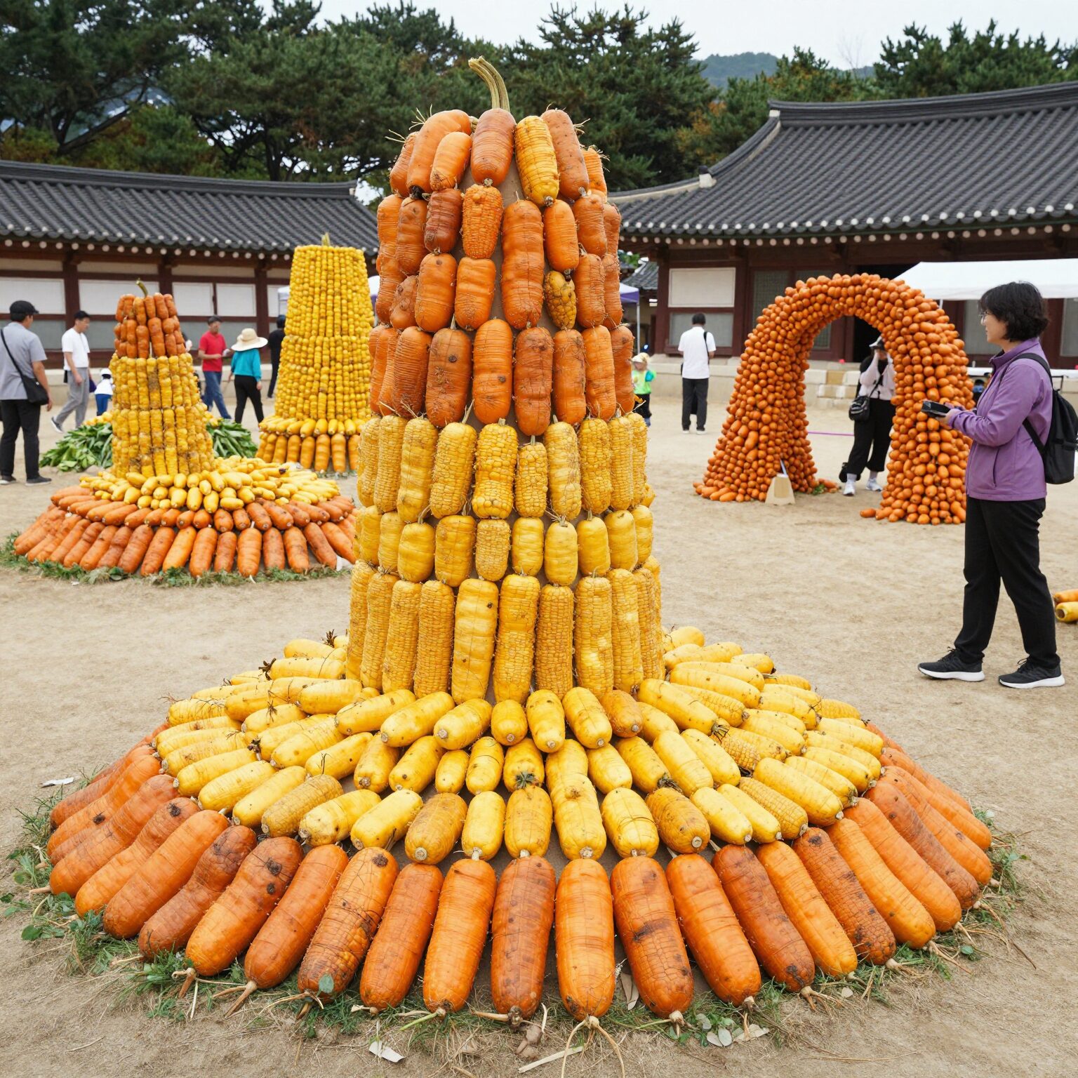 함안수박축제 행사장 전경과 수박으로 꾸며진 포토존