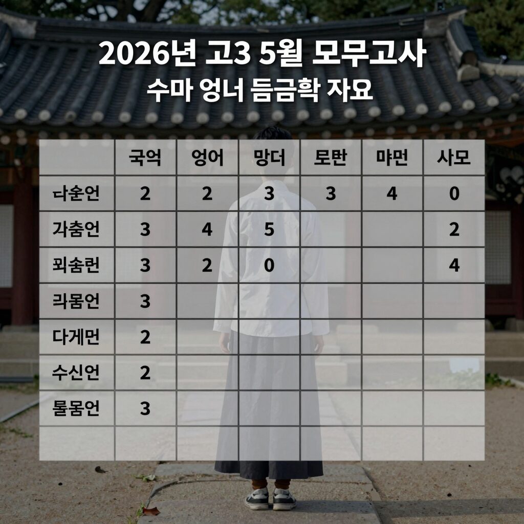 2026년 고3 5월 모의고사 국어 수학 영어 등급컷 표