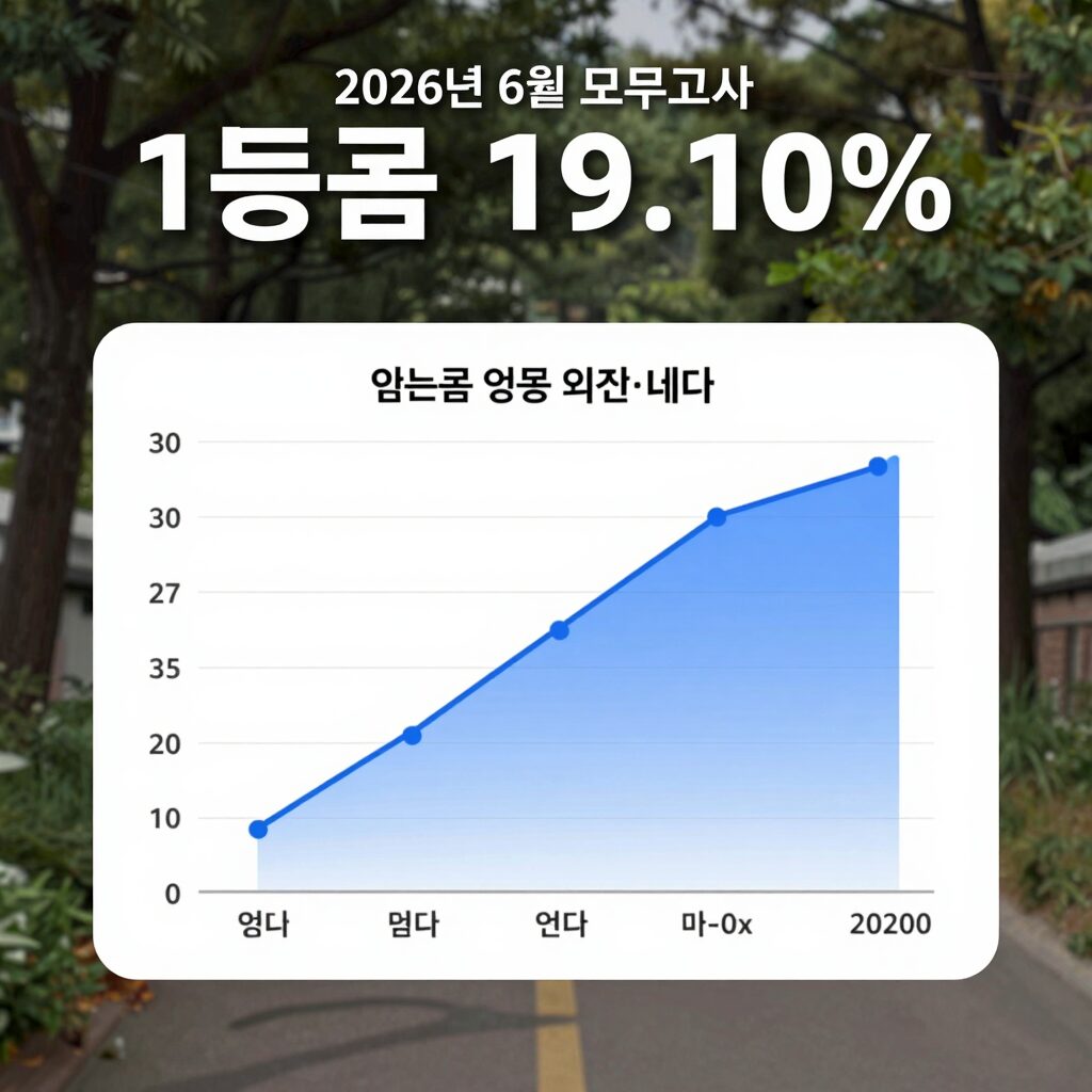 2026년 6월 모의고사 영어 등급 비율을 나타낸 그래프. 1등급 19.10%, 2등급 23.5% 등 절대평가 등급별 비율이 표시됨