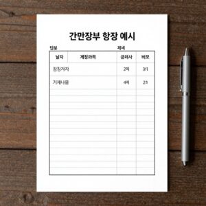 간편장부 작성 예시 표로 날짜 계정과목 거래내용 거래처 금액 비고 등을 기재한 양식