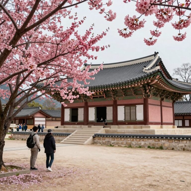 경주 불국사에 만개한 살구꽃