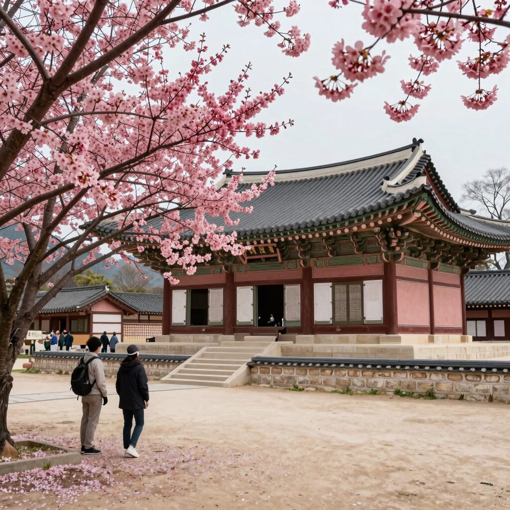경주 불국사에 만개한 살구꽃