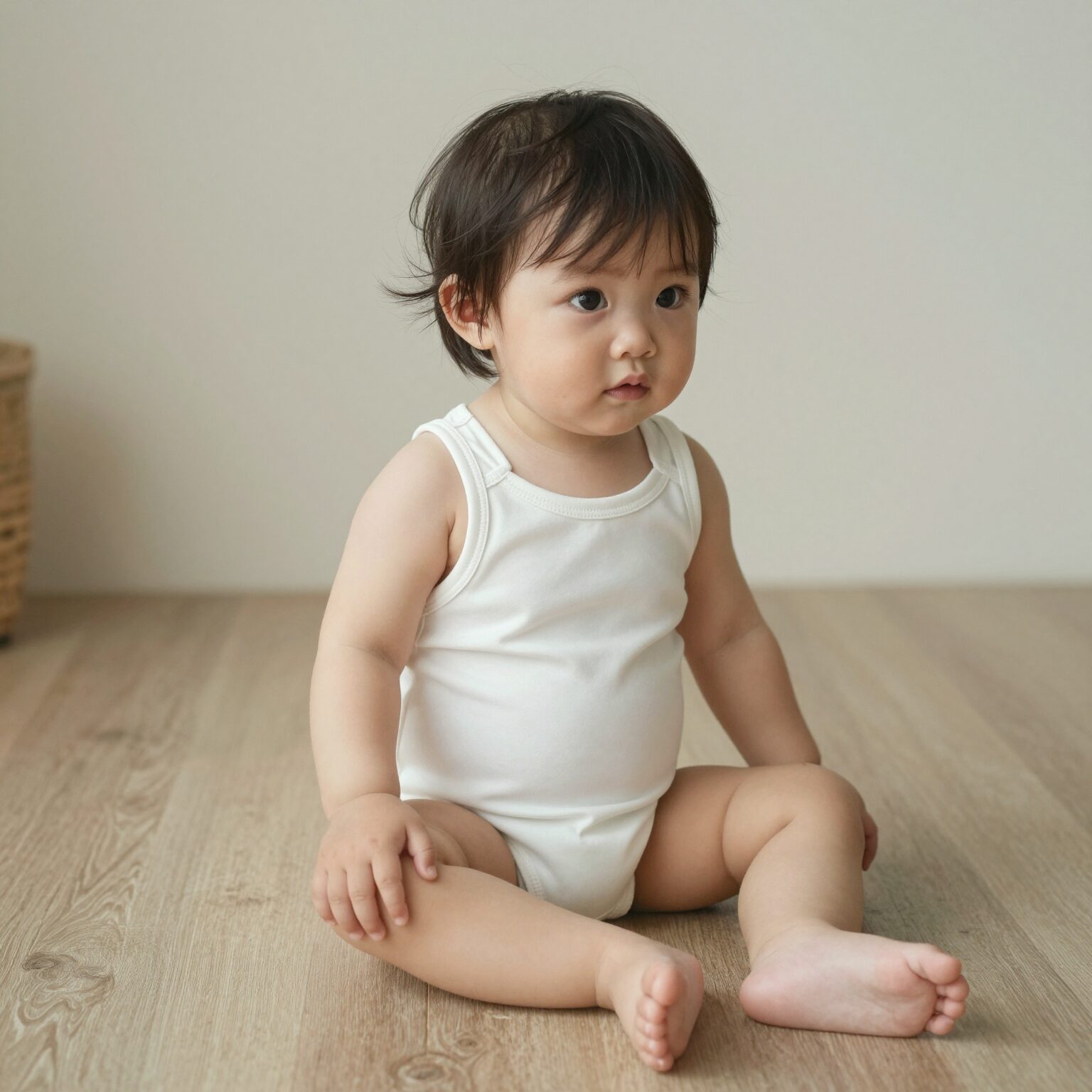 아기 여름 실내복 바디수트 착용 모습