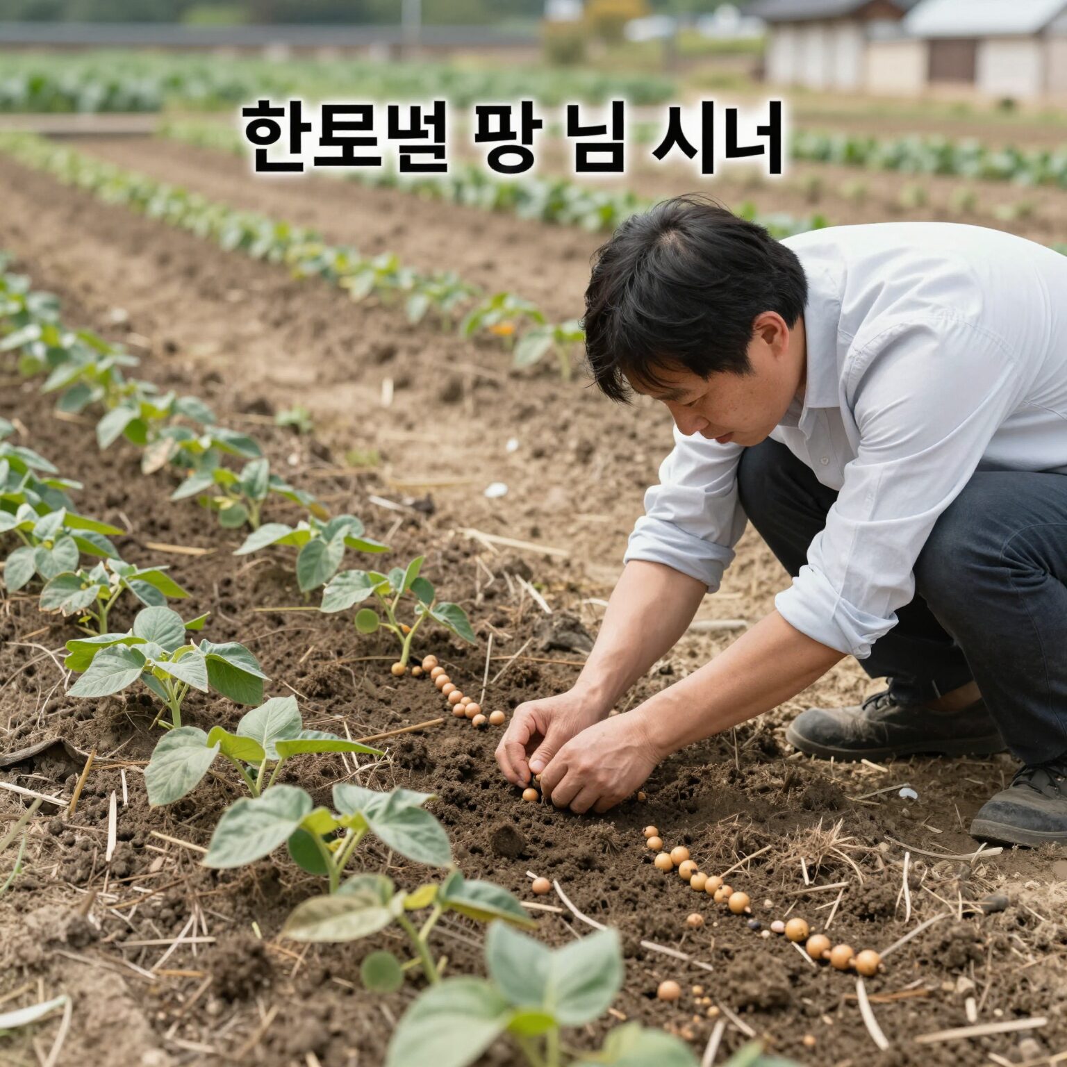 한국 텃밭에서 콩 종류별 심는 시기를 표와 함께 설명하는 사진