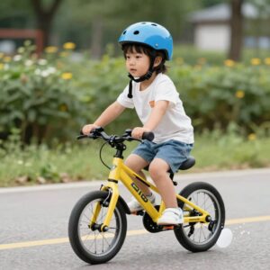 어린이 자전거 사고 예방을 위한 헬멧 착용 모습