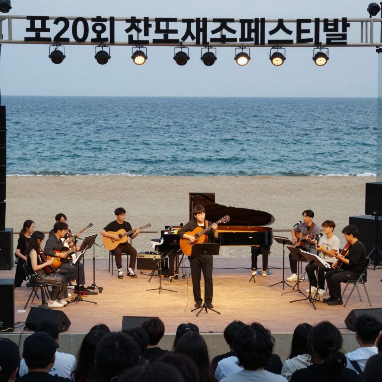 포항 칠포해수욕장 상설공연장에서 열리는 제20회 칠포재즈페스티벌 야외 공연 전경
