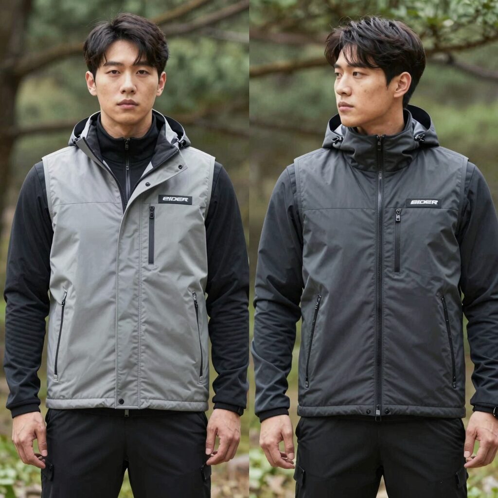 K2 Safety 에어윈드베스트2와 EIDER SAFETY 에어로쿨링 베스트1 비교 사진