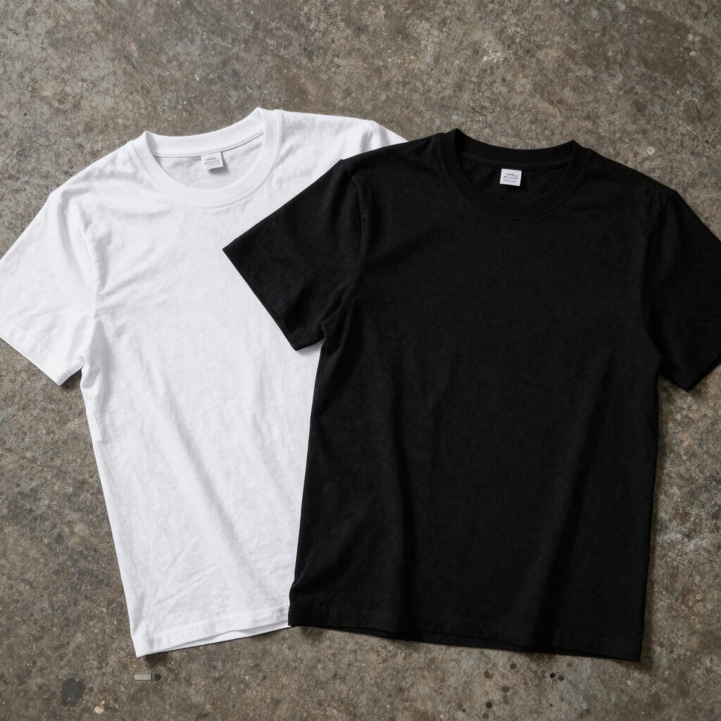 커버낫 쿨코튼 반팔티셔츠 화이트와 블랙 2pack 패키지