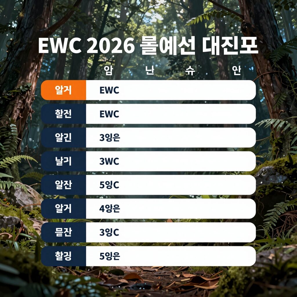 EWC 2026 롤 예선 대진표와 일정을 나타내는 사진