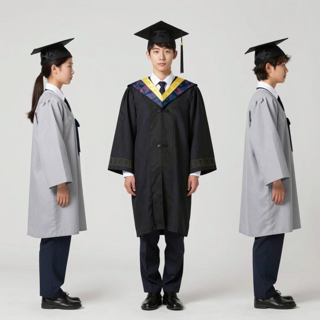 졸업사진 기본 자세 예시 몸을 약간 돌리고 시선을 카메라로 향한 포즈