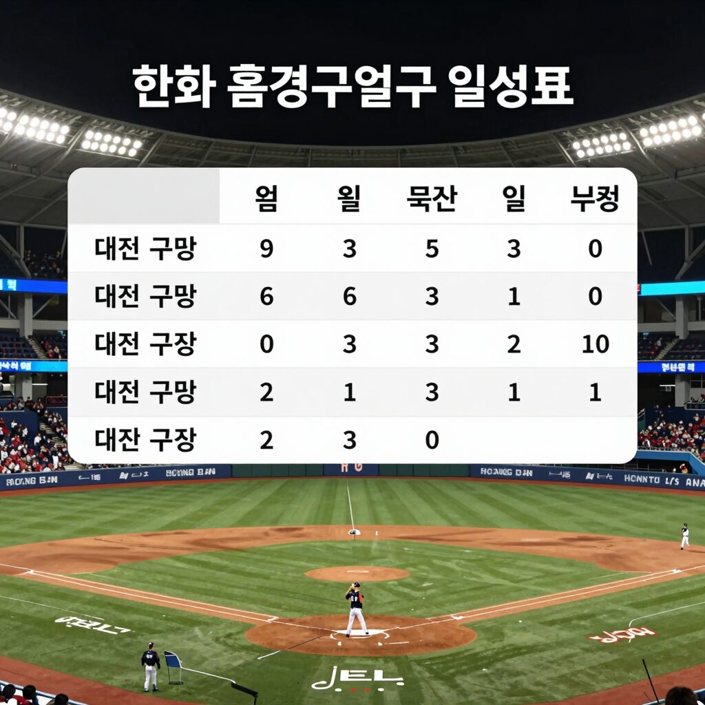 한화 이글스 6월 홈경기 일정표와 대전구장 전경 사진